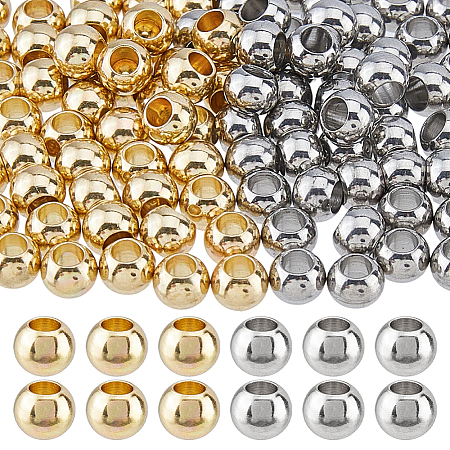 100Pcs 2 Colors Stainless Steel Beads STAS-DC0017-48-1