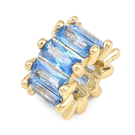Brass Micro Pave Cubic Zirconia European Beads KK-C170-34G-02-1