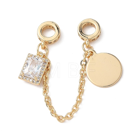 Brass Micro Pave Clear Cubic Zirconia Cable Chain European Beads KK-G531-07A-G-1