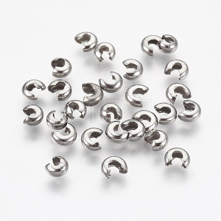 Tarnish Resistant 304 Stainless Steel Crimp Beads Covers X-STAS-L215-10P-1