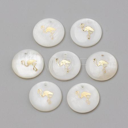 Freshwater Shell Pendants SHEL-Q010-003G-1
