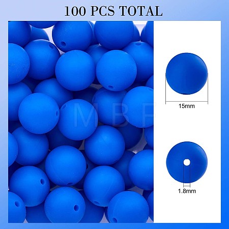 100Pcs Silicone Beads Round Rubber Bead 15MM Loose Spacer Beads for DIY Supplies Jewelry Keychain Making JX471A-1