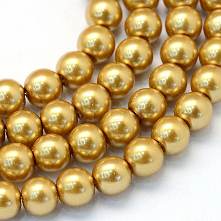 Baking Paint Pearlized Glass Pearl Round Bead Strands HY-Q003-14mm-08-1