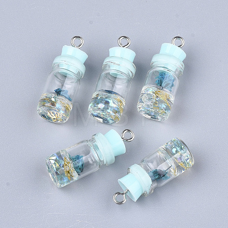 Glass Bottle Pendant Decorations X-GLAA-S181-05B-1