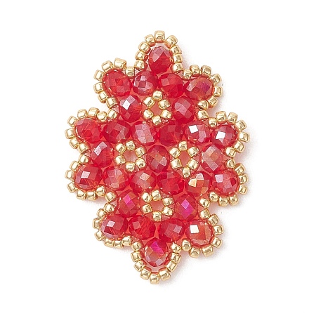 Woven Glass Beaded Connector Charms PALLOY-MZ01201-02-1
