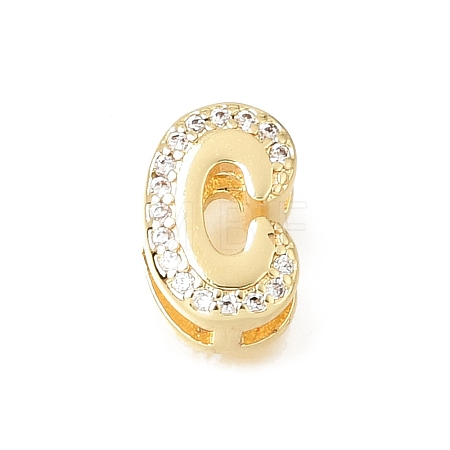 Brass Micro Pave Clear Cubic Zirconia Initial Spacer Bars KK-E802-34G-C-1