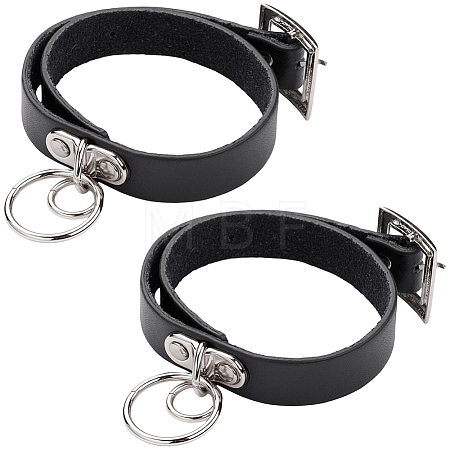 2Pcs Punk Rock Style Cowhide Leather Choker Necklaces NJEW-CL0001-40-1