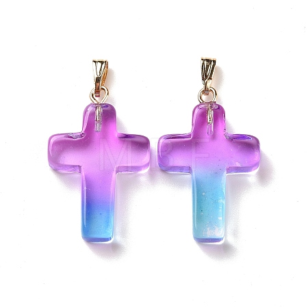 Two Tone Transparent Glass Pendants GLAA-A004-02F-1