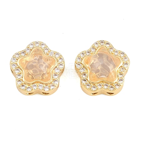 Brass Clear Cubic Zirconia Beads KK-B186-01G-02-1