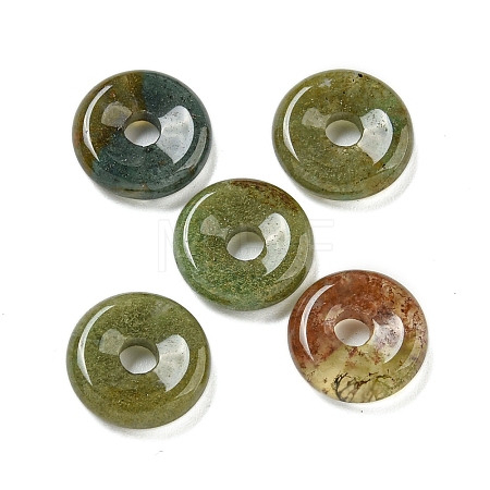 Natural Indian Agate Donut/Pi Disc Charms G-G142-01A-1