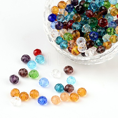 Faceted Rondelle Transparent Glass Beads GLAA-R152-6mm-M1-1