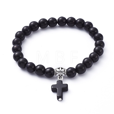 Stretch Charm Bracelets BJEW-JB05234-01-1