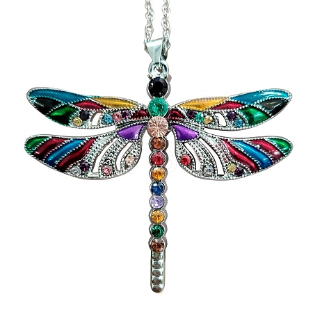 New Vintage Luxury Praise Water Diamond Drop Glazed Dragonfly Necklace UK1474-1-1