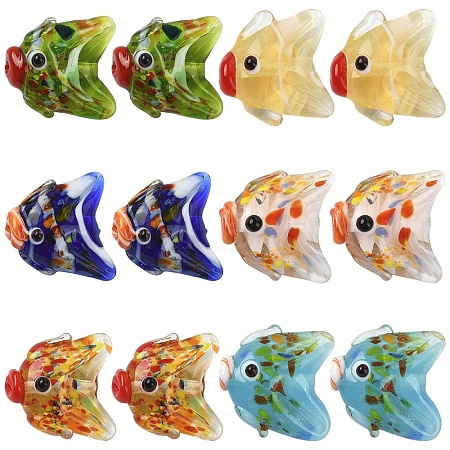 6Pcs 6 Colors Handmade Lampwork Beads LAMP-YW0004-24-1