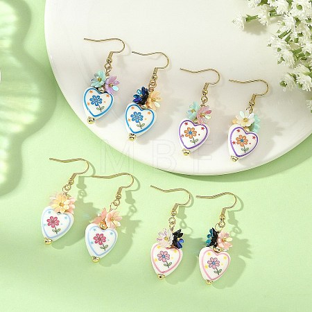 Handmade Porcelain & Resin Dangle Earrings EJEW-JE07490-1