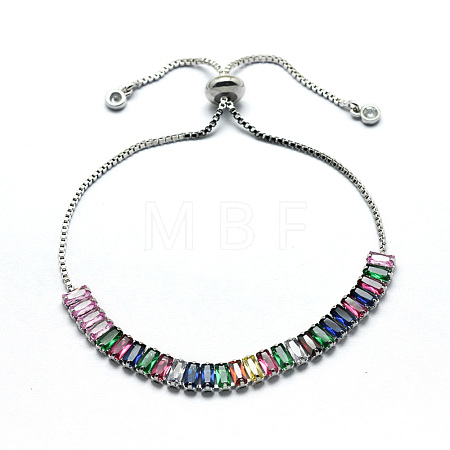 Brass Cubic Zirconia Bolo Tennis Bracelets BJEW-I272-02A-1