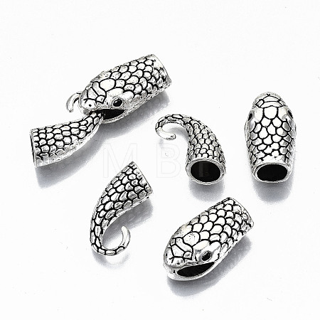Tibetan Style Alloy Hook and Snake Head Clasps X-TIBE-N011-040AS-RS-1