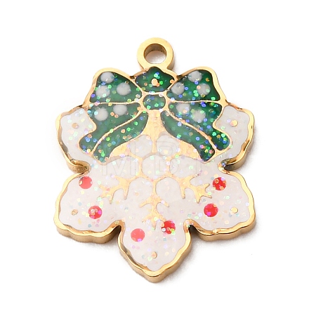 Christmas 304 Stainless Steel Enamel Pendants STAS-B112-02G-11-1