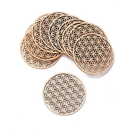 Basswood Carved Round Cup Mats DJEW-M006-05-1