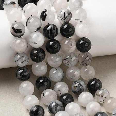 Natural Black Rutilated Quartz Beads Strands G-D295-8mm-1