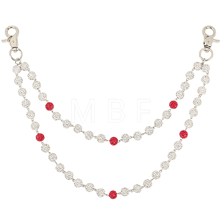 1Pc Polymer Clay Rhinestone Round Beaded Pants Chain Belts for Women AJEW-CN0007-10B-1