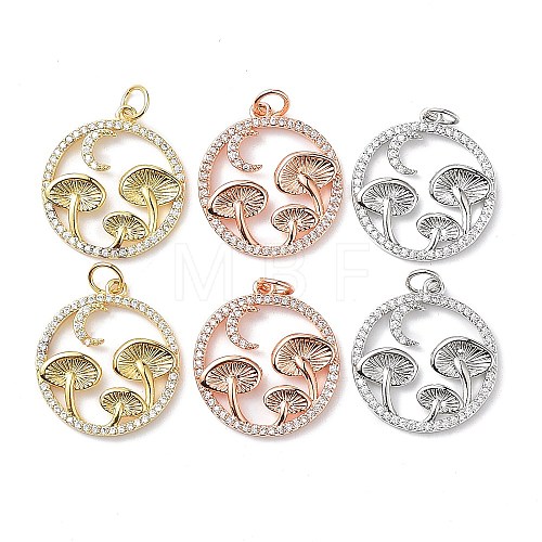 6Pcs 3 Colors  Brass Micro Pave Clear Cubic Zirconia Pendants ZIRC-SZ0003-33-1