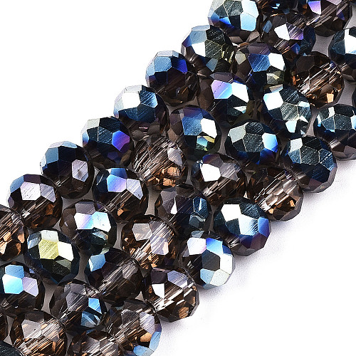 Electroplate Transparent Glass Beads Strands EGLA-A034-T8mm-Q20-1