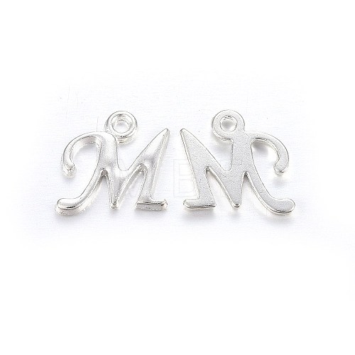 Silver Color Plated Alloy Letter Pendants PALLOY-J718-01S-M-1