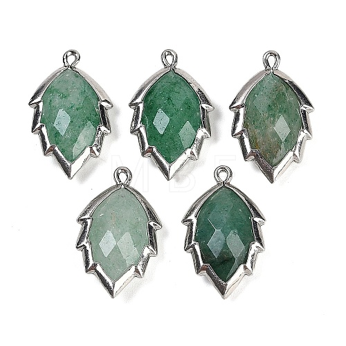 Natural Green Strawberry Quartz Faceted Leaf Pendants G-I375-04P-15-1