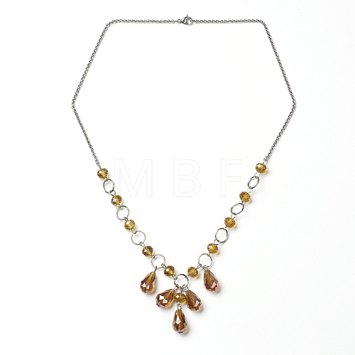 Glass Beads Pendant Necklaces NJEW-JN01969-01-1