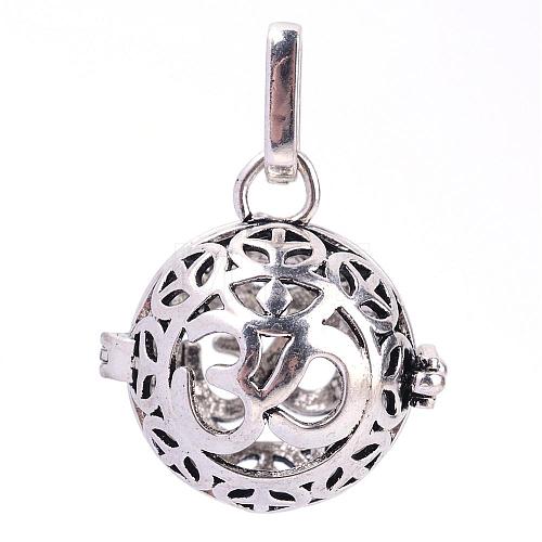 Rack Plating Brass Cage Pendants KK-S751-012AS-1