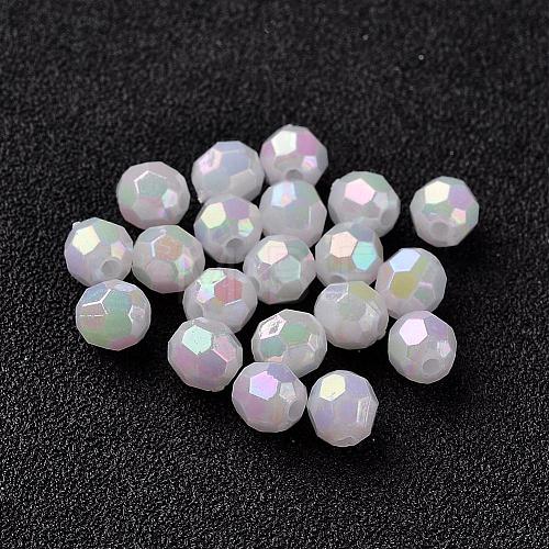 AB Color Plated Eco-Friendly Poly Styrene Acrylic Round Beads TACR-L004-8mm-78-1