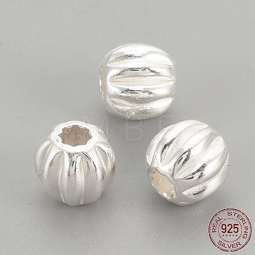 925 Sterling Silver Corrugated Beads STER-S002-14-5mm-1