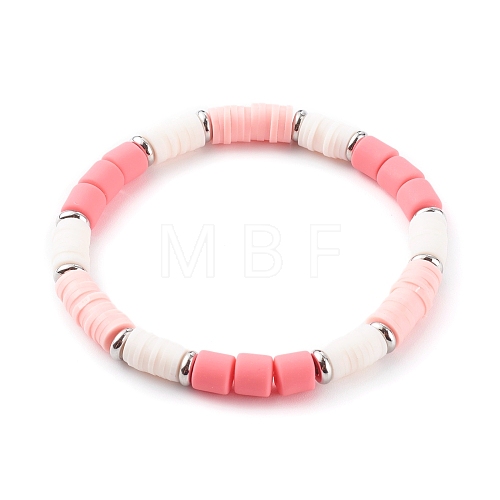Handmade Polymer Clay Heishi Beaded Stretch Bracelets BJEW-JB06144-01-1
