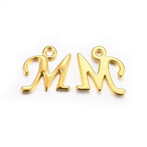 Golden Plated Alloy Letter Pendants PALLOY-J718-01G-M-1