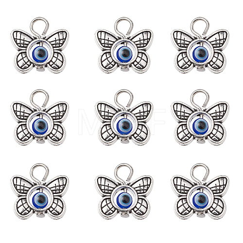 30Pcs Tibetan Style Alloy & Evil Eye Resin Pendants PALLOY-CJ0002-73-1