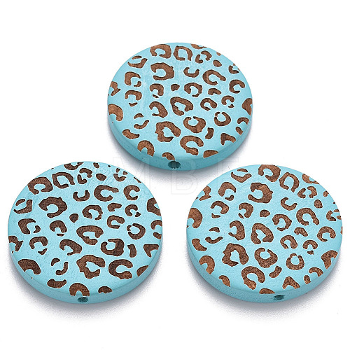 Painted Natural Wood Beads X-WOOD-N006-07D-1
