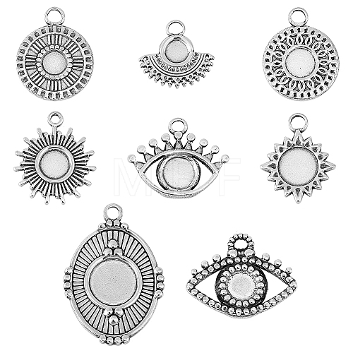 16Pcs 8 Styles 304 Stainless Steel Pendant Cabochon Settings STAS-FH0001-91-1