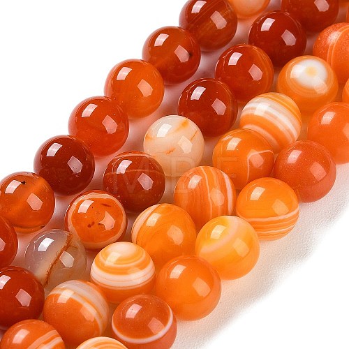 Natural Striped Agate/Banded Agate Beads Strands G-Z060-A01-C17-1