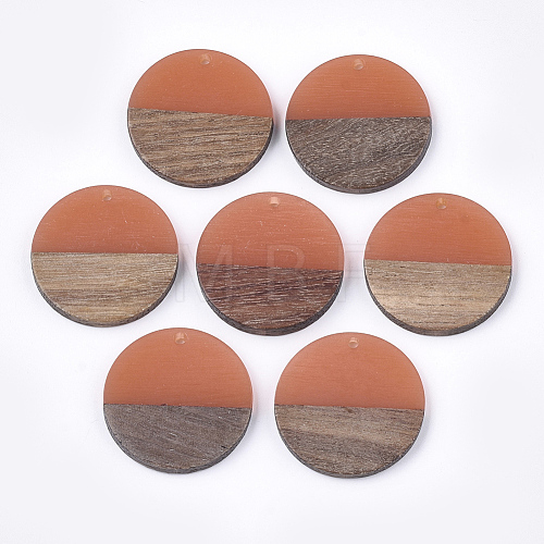 Resin & Walnut Wood Pendants RESI-S358-02B-13-1