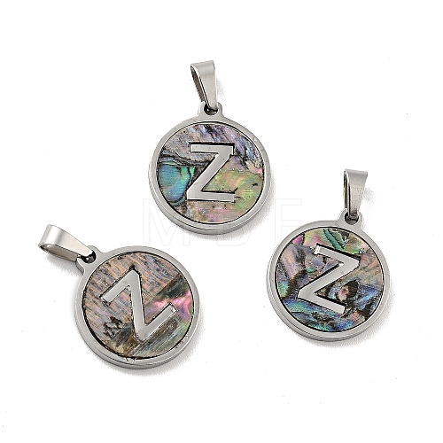 304 Stainless Steel with Paua Shell Pendants STAS-G268-02Z-P-1