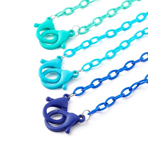 3Pcs 3 Colors Personalized ABS Plastic Cable Chain Necklaces NJEW-JN03484-02-1