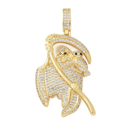 Brass Micro Pave Cubic Zirconia Pendants KK-P293-35C-G-1