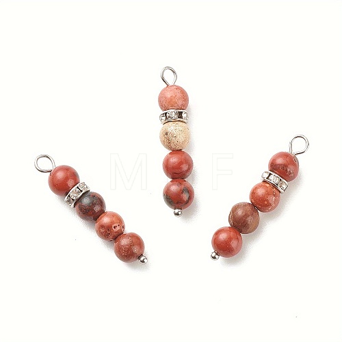 10Pcs Natural Red Jasper Pendants PALLOY-JF01425-04S-1