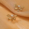 304 Stainless Steel ABS pearl Stud Earrings EJEW-S226-07G-05-1