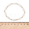 Natural Baroque Keshi Pearl & Brass Beaded Stretch Bracelets for Women BJEW-JB13685-4