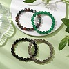 4Pcs Constellation 8mm Round Natural Gray Agate & Green Aventurine & Indian Agate & Black Onyx(Dyed & Heated) Beaded Stretch Bracelets for Women BJEW-JB10632-2