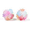 Polymer Clay Rhinestone Beads with Embossed Resin Roses RESI-T059-04L-2