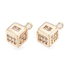 Brass Micro Pave Clear Cubic Zirconia Charms KK-N216-576LG-2