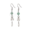 Round Natural Mixed Stone & Natural Pearl Bead Tassel Dangle Earrings EJEW-JE06936-3